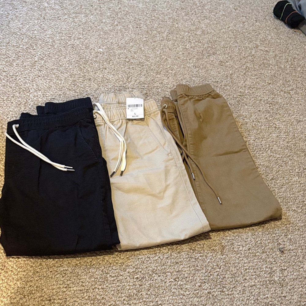 Forever 21 Black, Cream, and Tan Joggers